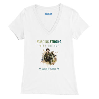 Standing Strong with the IDF Premium Womens V-Neck T-shirt