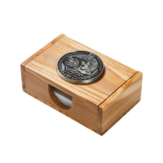 Olive Wood Coin-Embedded Business Card Case
