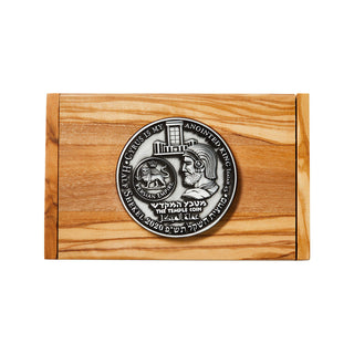 Olive Wood Coin-Embedded Business Card Case