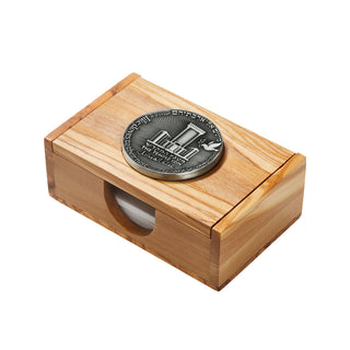 Olive Wood Coin-Embedded Business Card Case