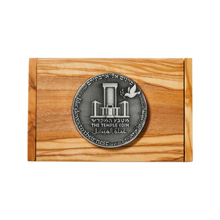 Olive Wood Coin-Embedded Business Card Case