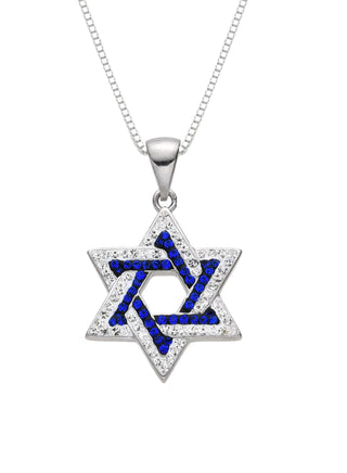 Star of David Pendant Necklace – 925 Sterling Silver With Crystal or CZ Stones – Normal & Large Sizes Available – Jewish Judaica Gift for Women & Girls