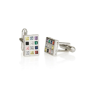 Hoshen Cufflinks With Colorful Zircon Stones – 925 Sterling Silver