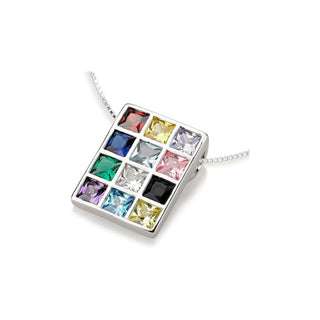 Hoshen Pendant With 12 Tribes Colored Stones – 925 Sterling Silver Rhodium Plated