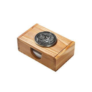 Olive Wood Coin-Embedded Business Card Case