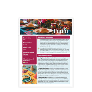 Purim Laminated Study Sheet