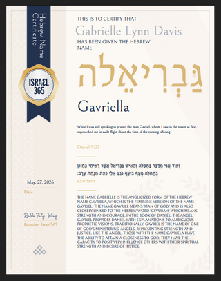Hebrew Name Certificate - Digital PDF