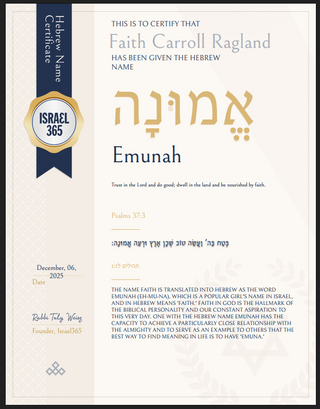 Hebrew Name Certificate - Digital PDF