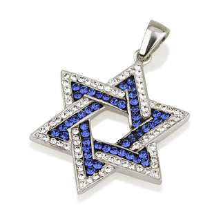 Star of David Pendant Necklace – 925 Sterling Silver With Crystal or CZ Stones – Normal & Large Sizes Available – Jewish Judaica Gift for Women & Girls