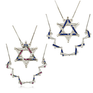 Folding Star of David Necklace – 925 Silver, Butterfly Pendant, Small or Large